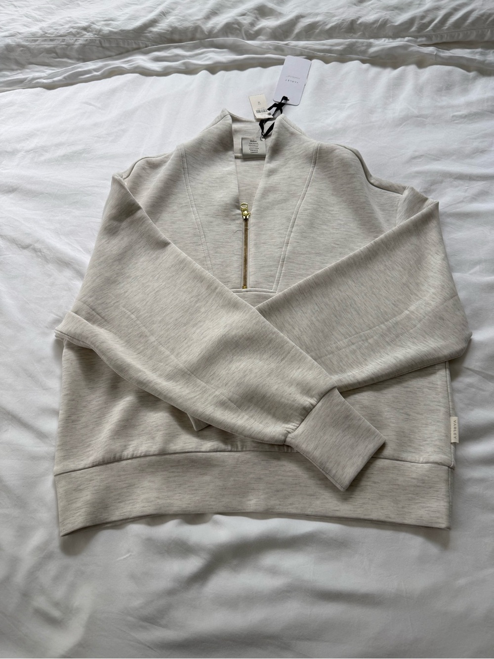 Varley Davidson Sweat in Ivory Marl